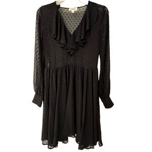 Gorgeous L’Agence Swiss Dot Long Sleeve Black Chiffon Mini Dress 2 whimsygoth